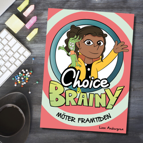 Boken "Choice & Brainy" på ett skrivbord